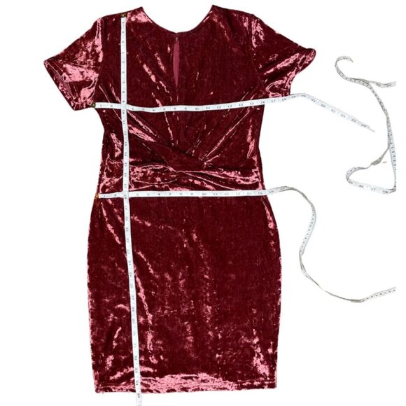 She + Sky Women's Romantic Velvet Velour Flirty Wrap Cut-out Y2k Vintage Dress L - Picture 5 of 5